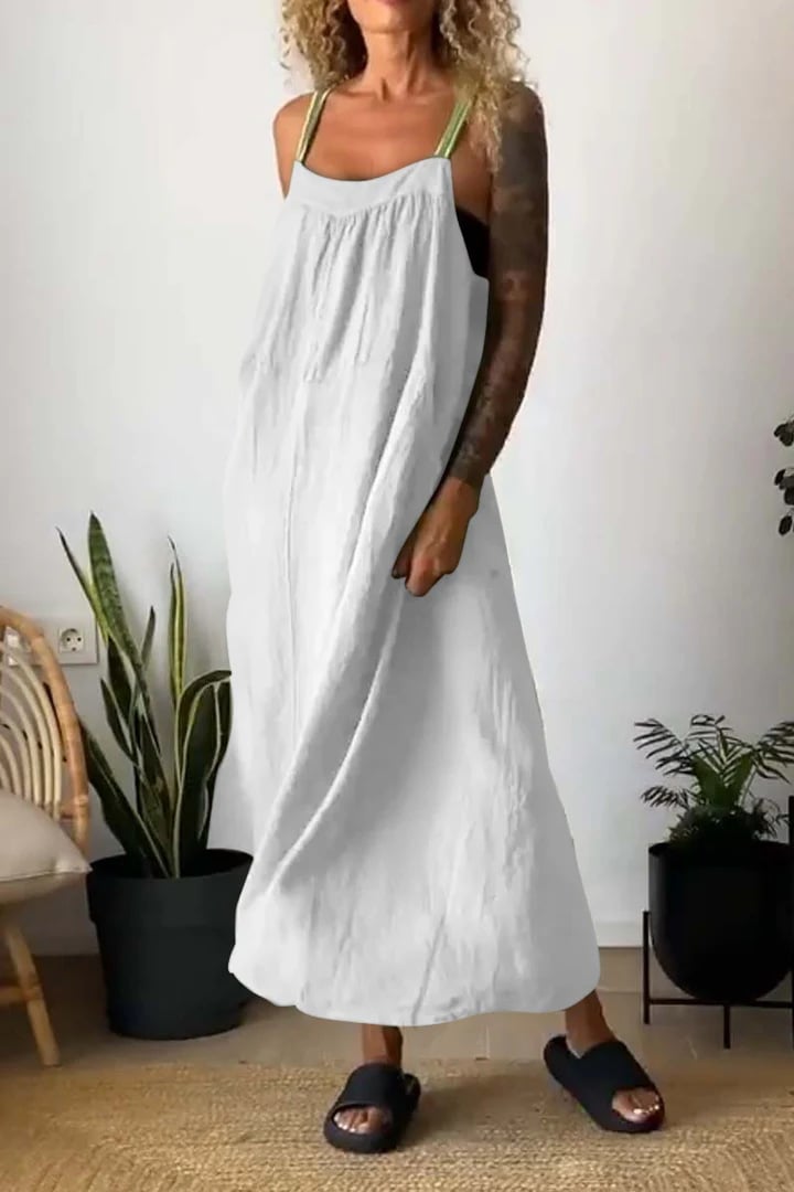 🔥Last Day Promotion 49% OFF - Women's Simple Cotton Linen Sling Dress🎉Buy 2 Save 15%