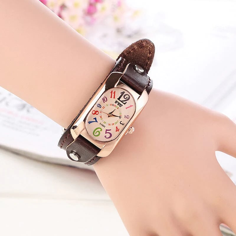 Vintage Leather Quartz Stone Women's Watch