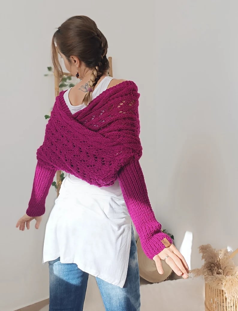 🔥Knitted Cable Wrap, Shrugs For Women, Knitted Wrap