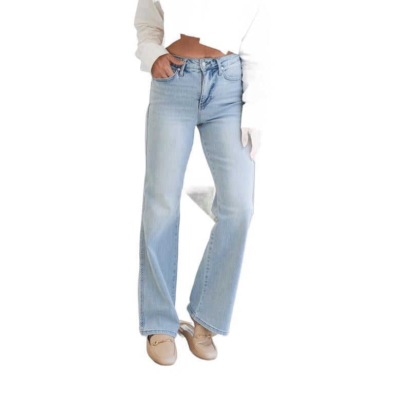 🔥 High Rise Vintage Wash Tummy Control Top Straight Leg Jeans