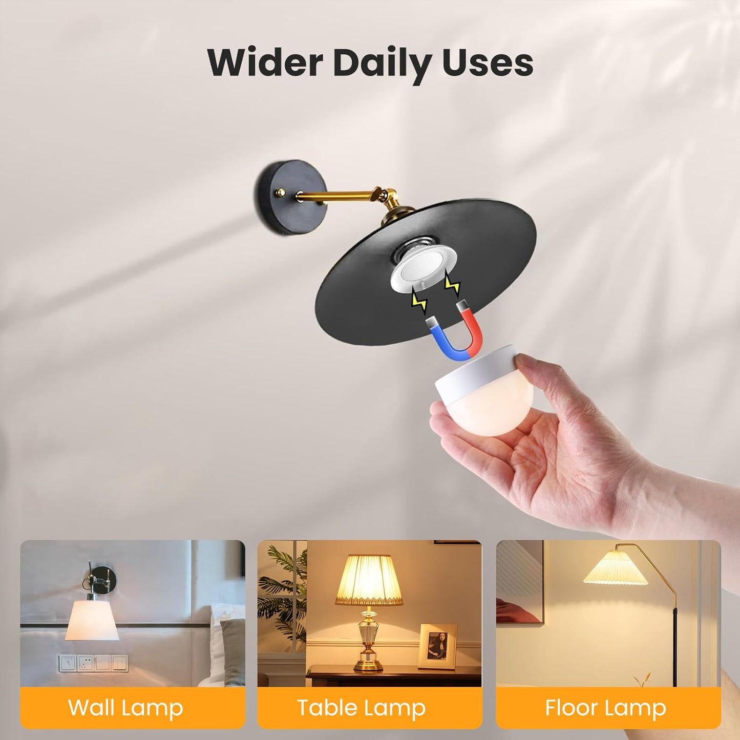 🏆Flash Sale⚡ 50K+ SOLD! Almost Gone-💥Rechargeable Light Bulbs with Remote Control, Battery Operated Light Bulb for Sconce and Lamp, 3 Color Temperature Dimmable E26 Wireless Detachable LED Charging Bulb,Best gifts