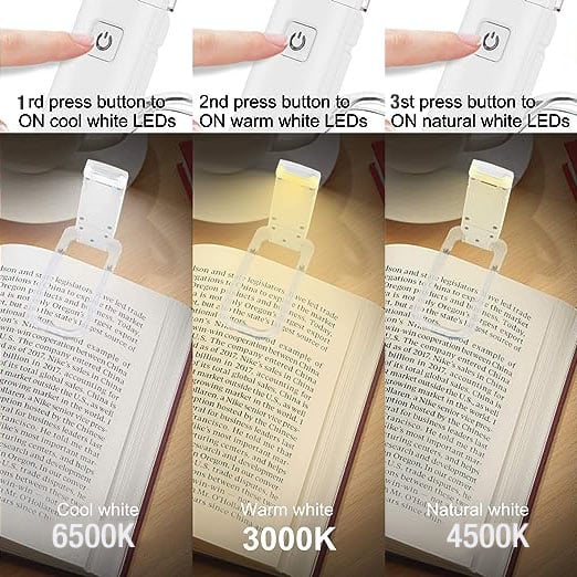 📖USB Rechargeable Book LED  Light with Clip for Reading in Bed