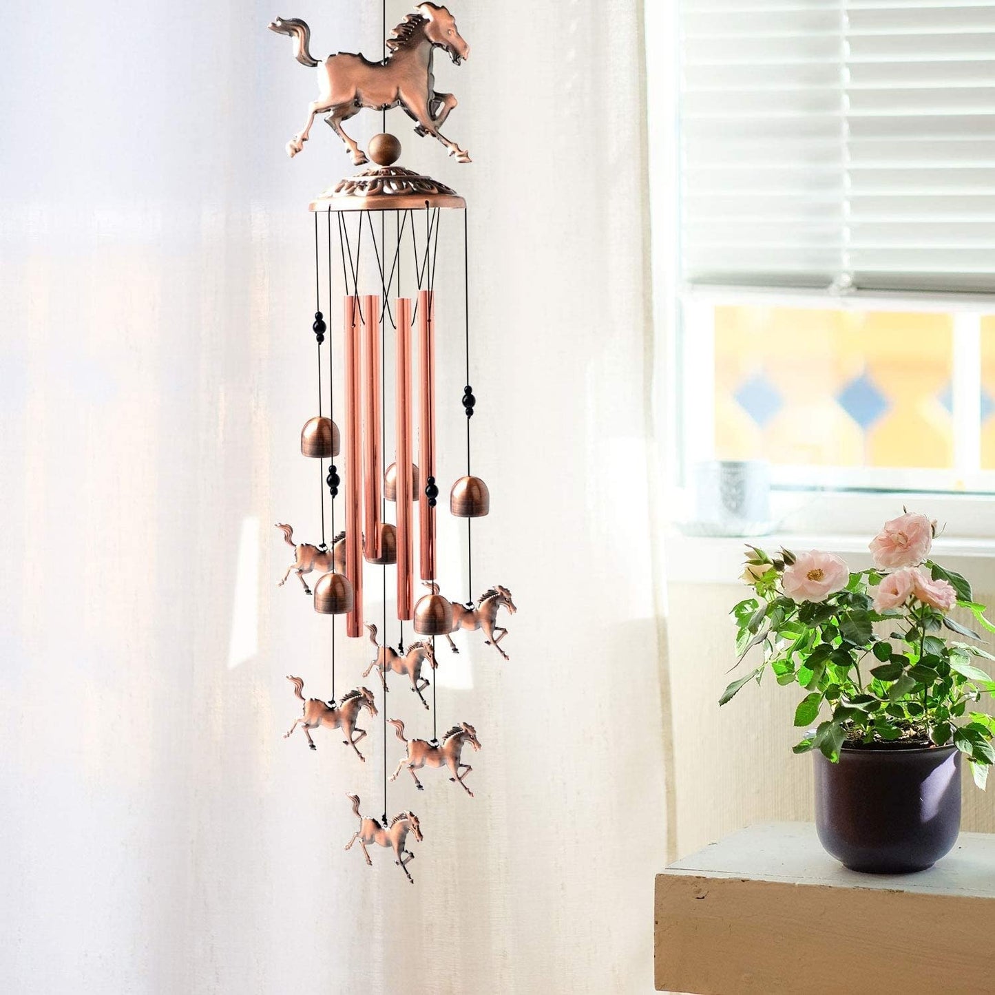 Pure hand-made Copper Horse wind chimes