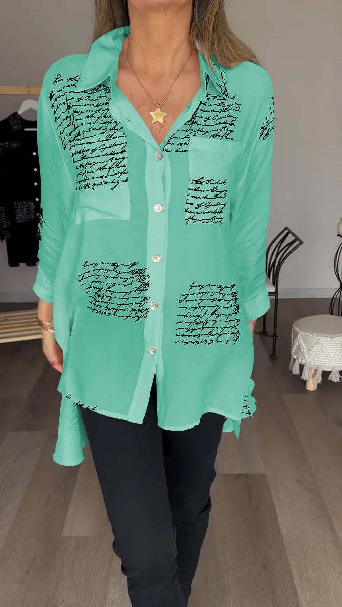 new model Letter Print Fashion Lapel Shirt (Buy 2 Free Shipping)