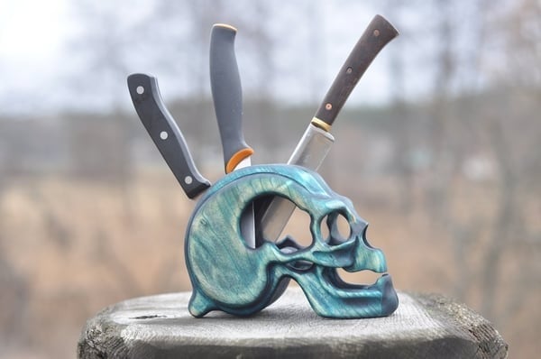 Handmade Resin Skull Knife Holder