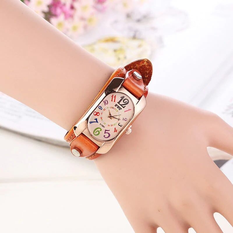 Vintage Leather Quartz Stone Women's Watch