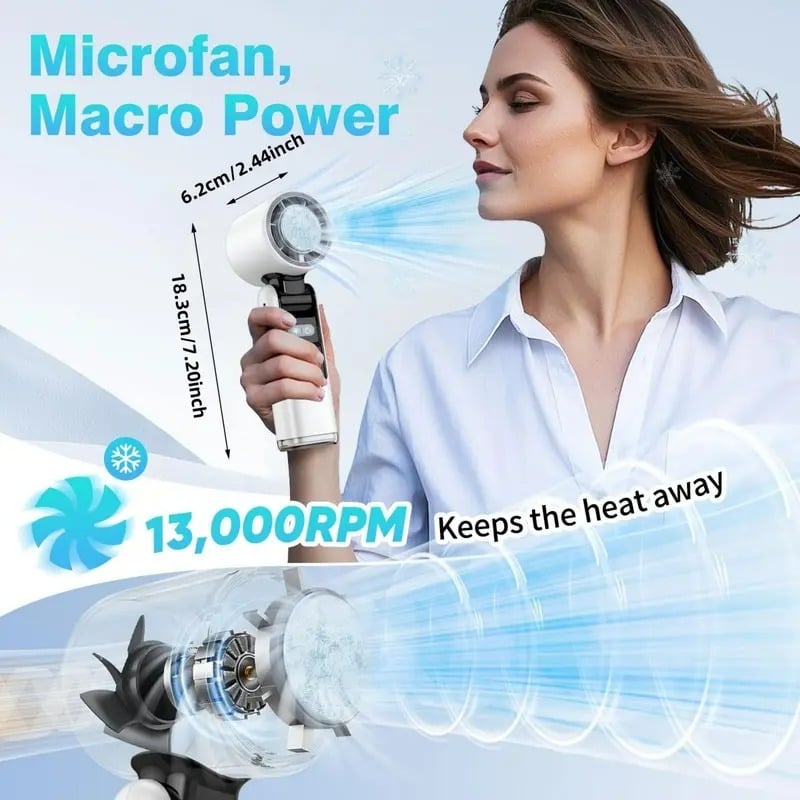 🌞Summer Hot Sale - Multifunction Portable Handheld Turbo Ice-Cooling Fan | AC-Like Gel Pad Tech, 5 Gears