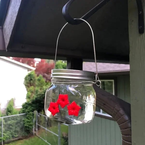 💗Beautiful Mason Jar Hummingbird Feeder w/Three Ports