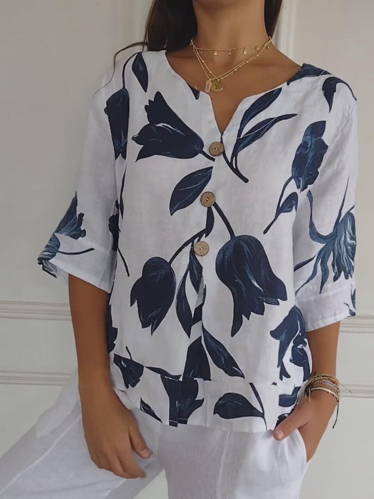 💕🌷Printed V-neck Tunic Top🌷