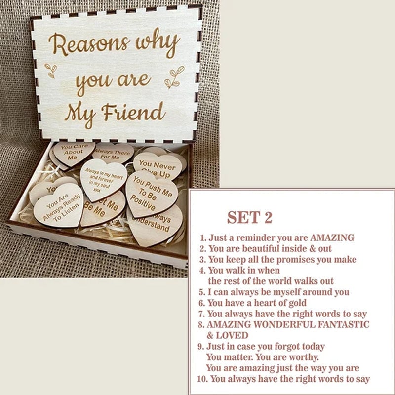 🎁(49% OFF)🎁Why You Are My Friend Wooden Box and Heart Tokens