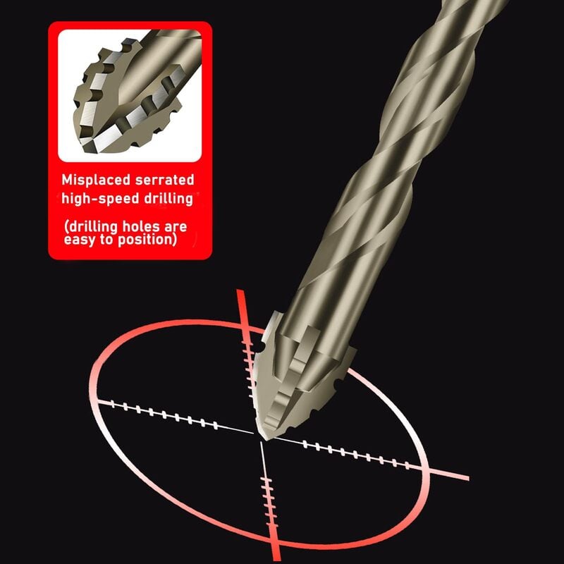 New Four-Flute Sawtooth Eccentric Drill Bit Set(1 Set 6 PCS)