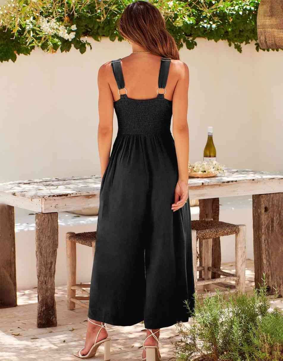 V Neck Cutout High-Waist Rompers