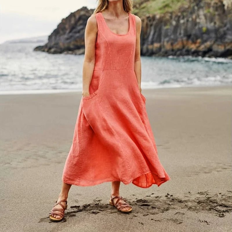 🔥Women's Sleeveless Cotton And Linen Dress