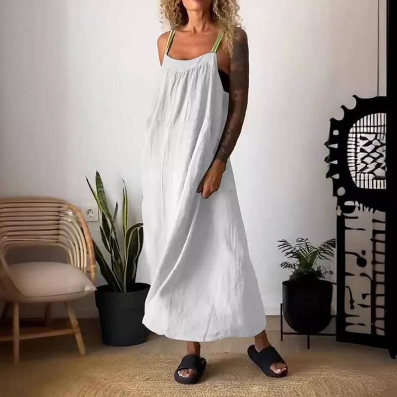 🔥Last Day Promotion 49% OFF - Women's Simple Cotton Linen Sling Dress🎉Buy 2 Save 15%