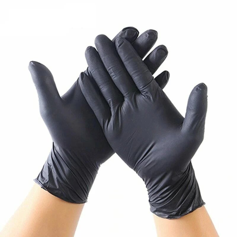 100PCS Of Disposable Black Nitrile Gloves Safety Tools For Household Cleaning