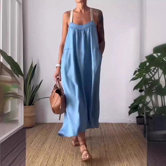 🔥Last Day Promotion 49% OFF - Women's Simple Cotton Linen Sling Dress🎉Buy 2 Save 15%