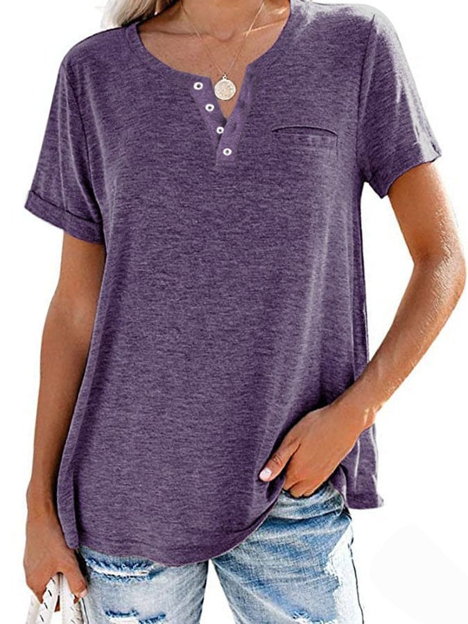 🔥Fashion Solid Color Pocket Short Sleeve T-Shirt