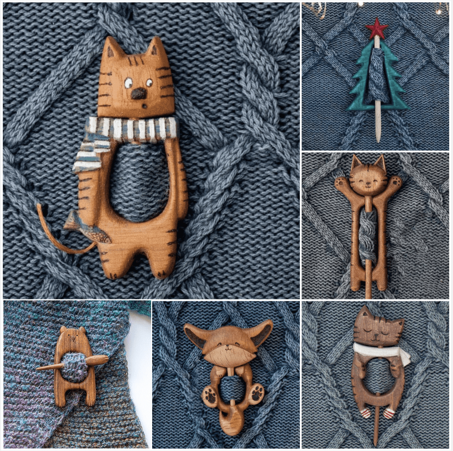 🔥Brooch pin with wooden animal pattern (sweater clip)