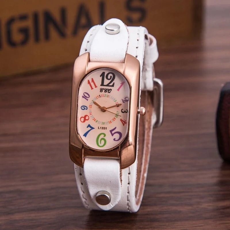 Vintage Leather Quartz Stone Women's Watch