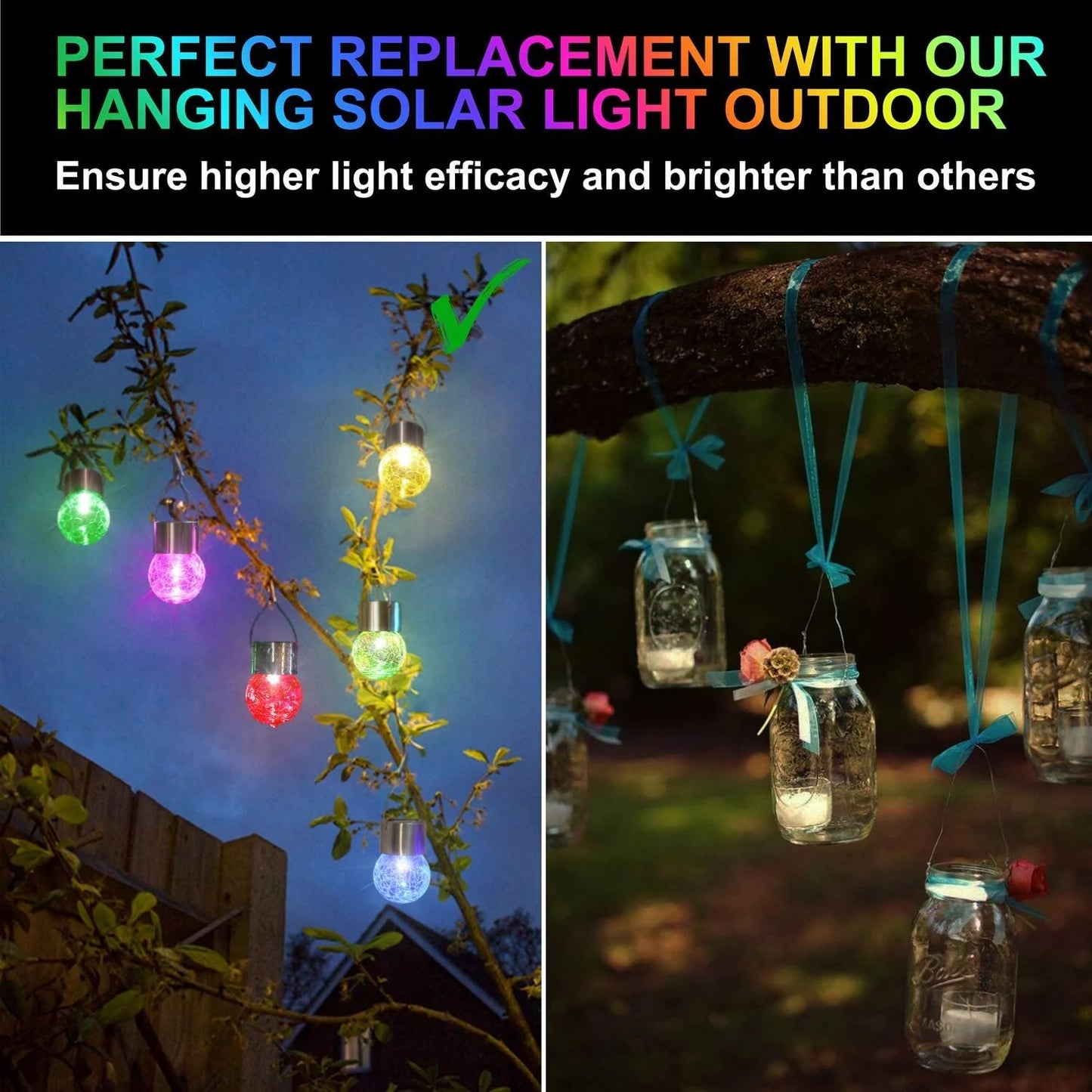 🔥BIG SALE 49% OFF🔥Multicolor Crackle Glass Hanging Solar Lights