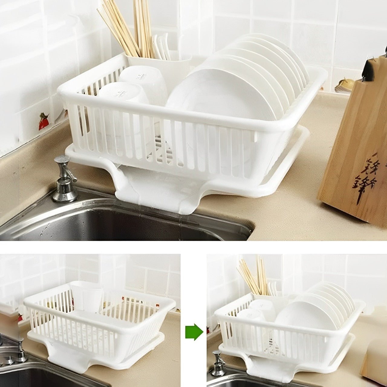 Double Layer Kitchen Dishes & Utensils Drying Organizer Rack