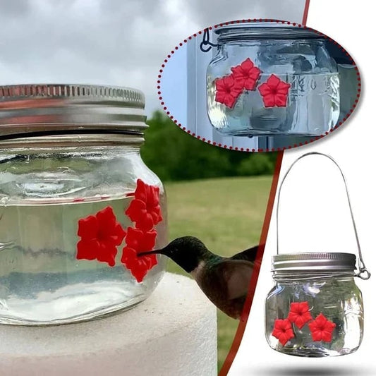 💗Beautiful Mason Jar Hummingbird Feeder w/Three Ports