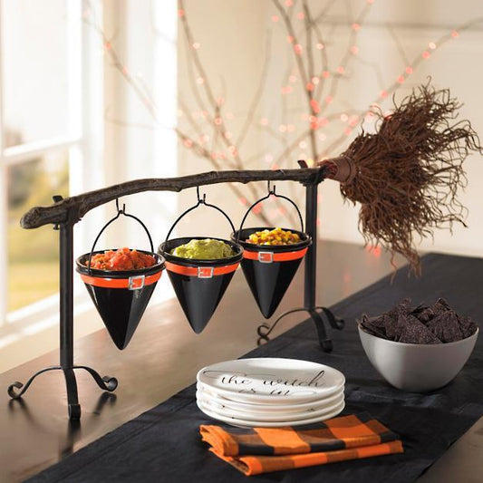 🔥Halloween Broomstick Witch Hat Snack Bowl Shelf