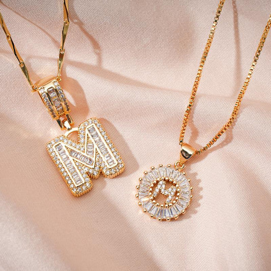 Initial Letter Pendant Necklaces -2 Pack