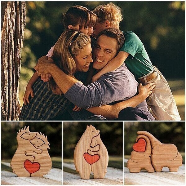 💖Hand-carved Wooden Cuddling Animals💕-Best gift to your loved one🎁