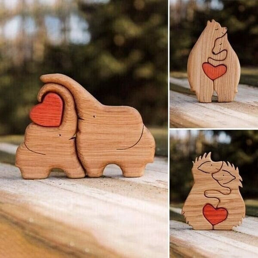 💖Hand-carved Wooden Cuddling Animals💕-Best gift to your loved one🎁