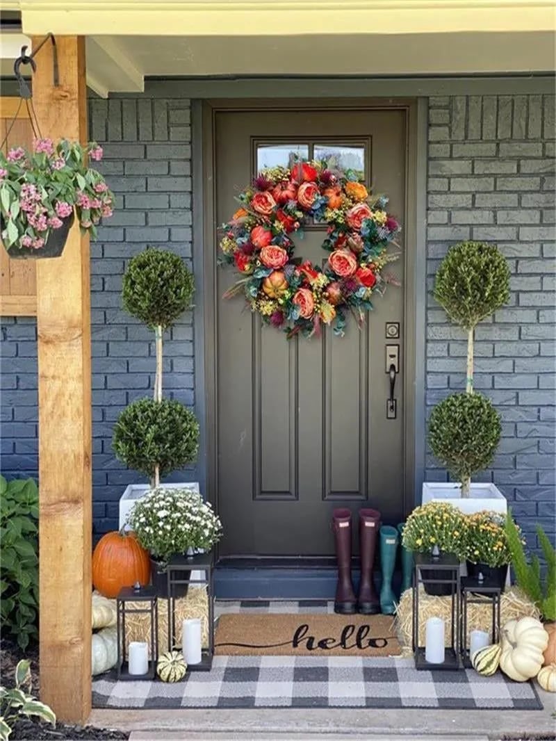 💖🔥FALL PEONY AND PUMPKIN WREATH - YEAR ROUND WREATH -💖🔥