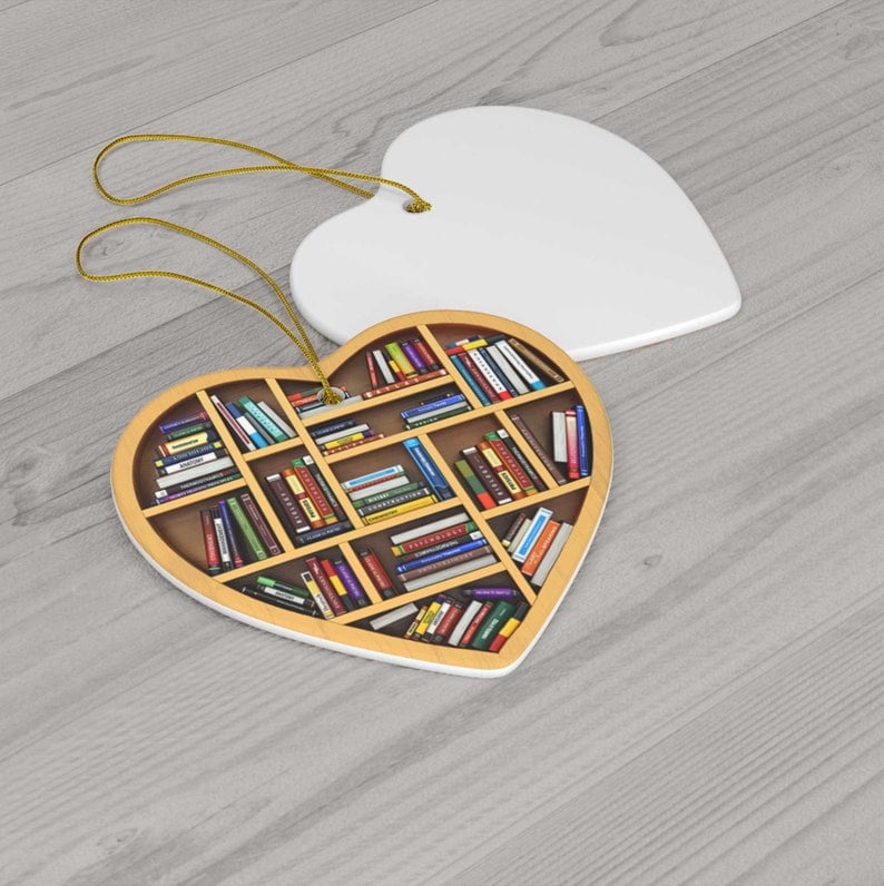 💝Book Lovers Heart Ornament(2D Flat)