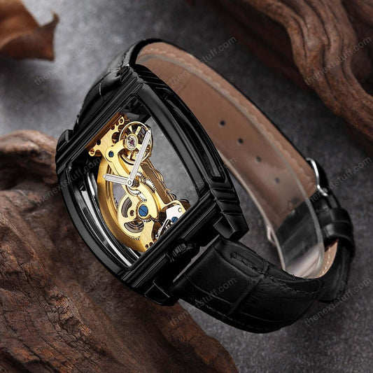 Transparent Automatic Mechanical Steampunk Skull Luxury Gear Watch