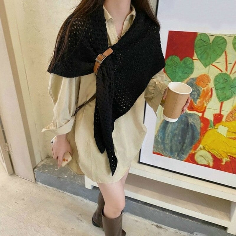 🔥Hot Sale 49% OFF-Knitted Triangle Shawl with Leather Buckle