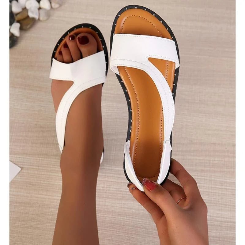 (Big Sale💥)Fish-mouth Rivet Open Toe Flat Sandals