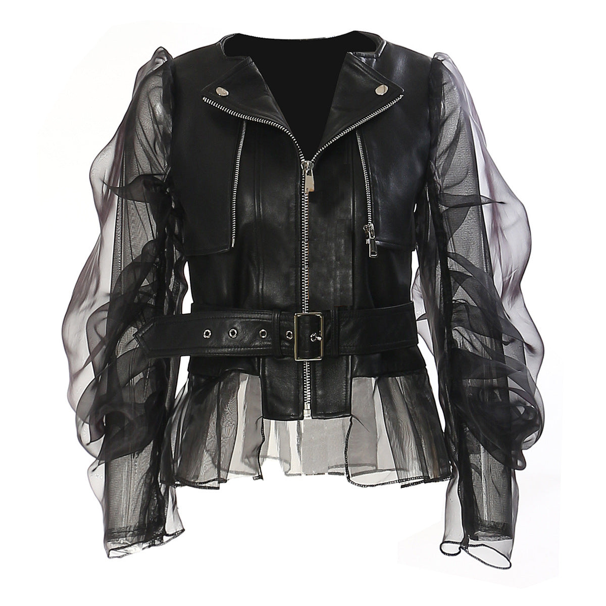 PU leather and mesh top + skirt