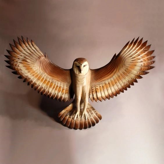 Last Day 49% OFF-Barn Owl Wall Art - Hand Carved Art