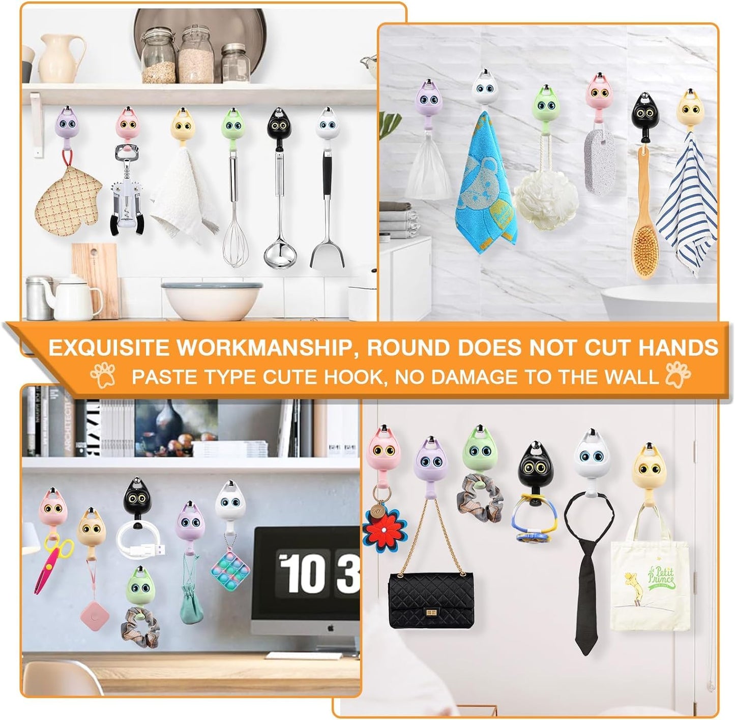 Creative Adhesive Coat Hooks Wink Cat Hooks for Hanging Towels