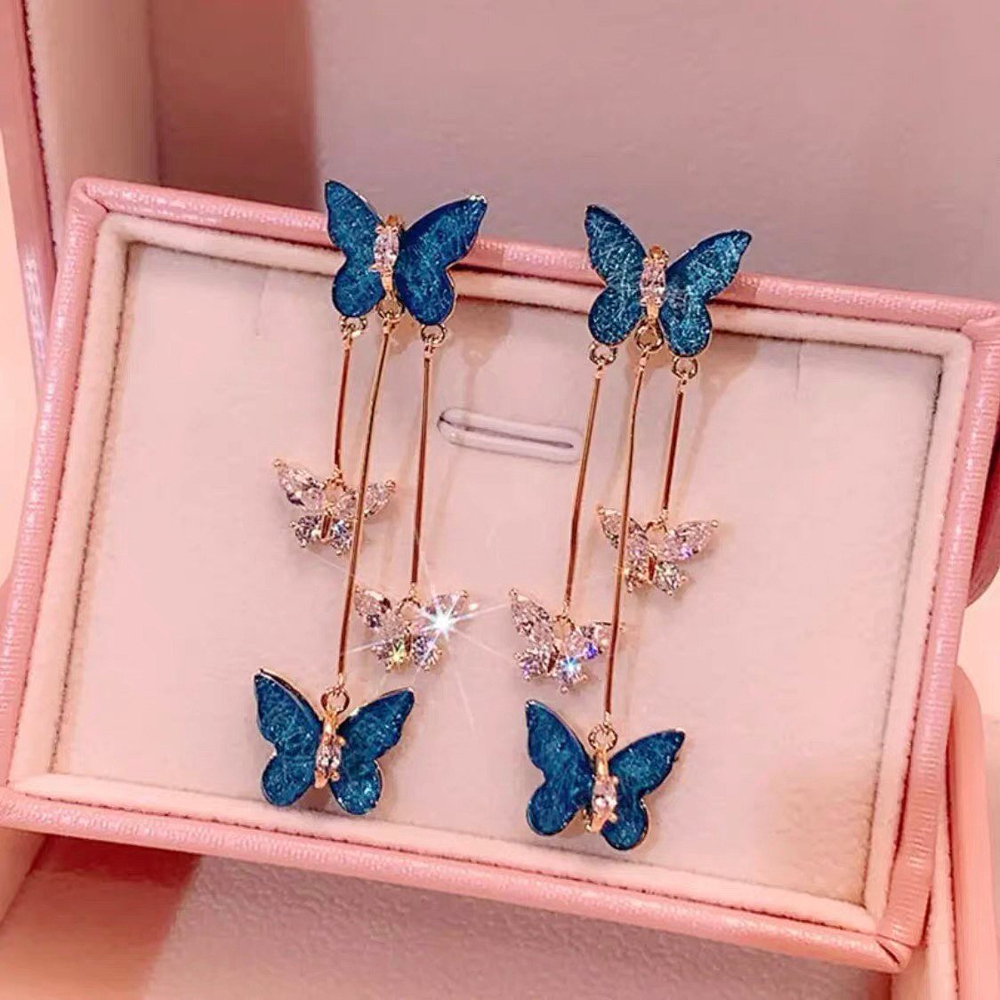 🔥Crystal Butterfly Tassel Earrings