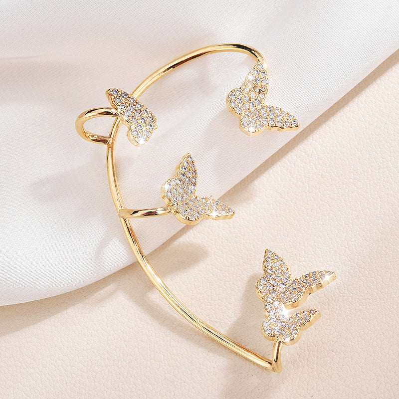 Shiny Zircon Butterfly Ear Clips