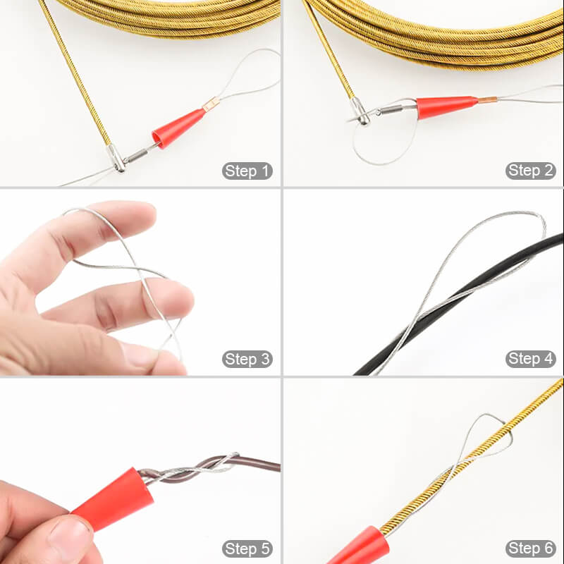 Universal wire lead threading device tool