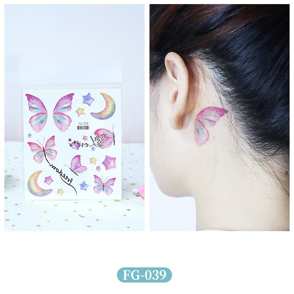 Glitter Mutated Butterfly Wings Tattoo Eye Sticker