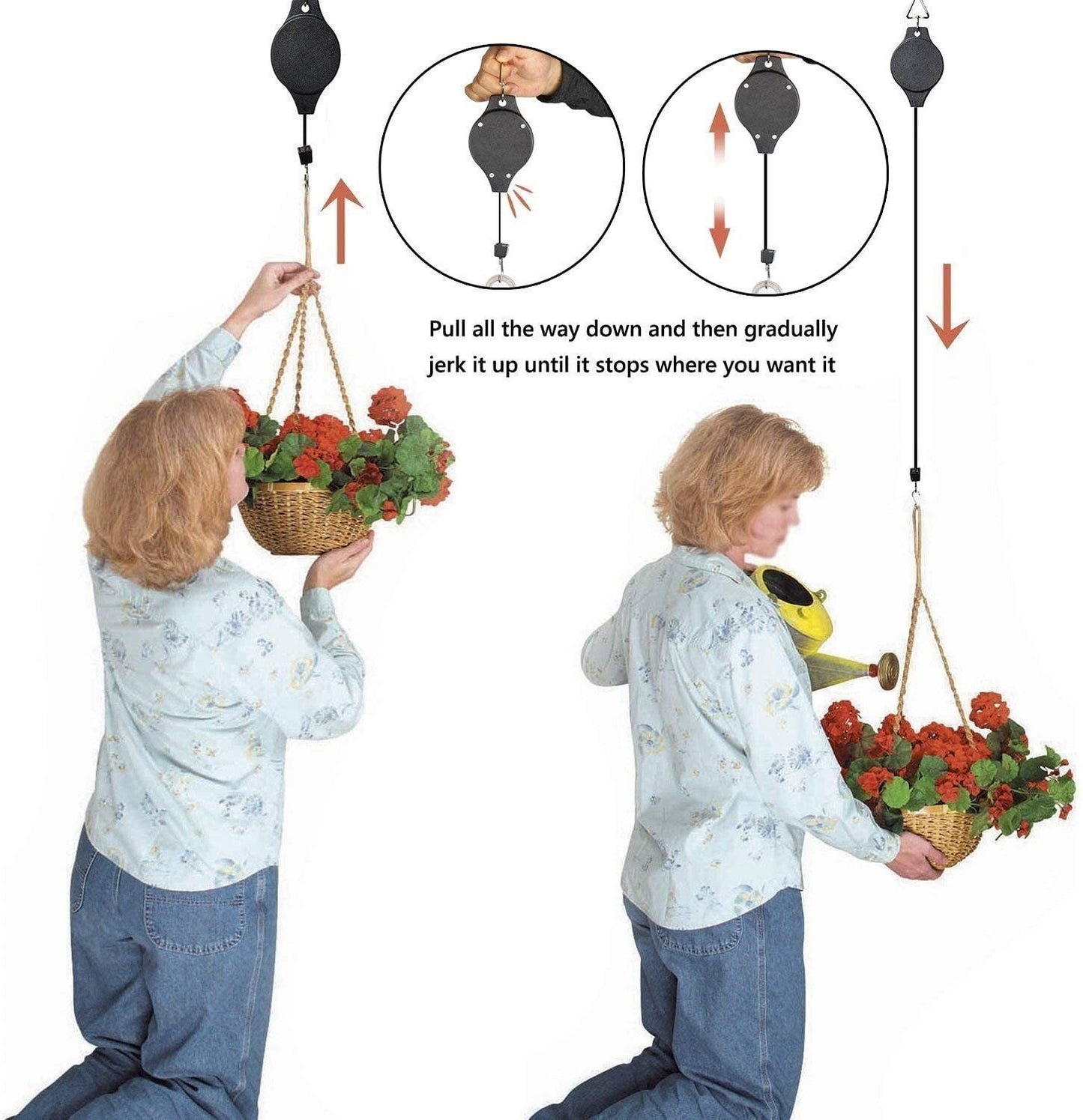 Plant Pulley Set For Garden Baskets Pots, Birds Feeder