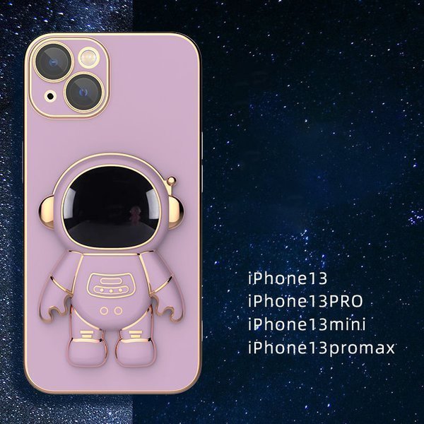 6D Plating Astronaut Hidden Stand Case Cover for iPhone