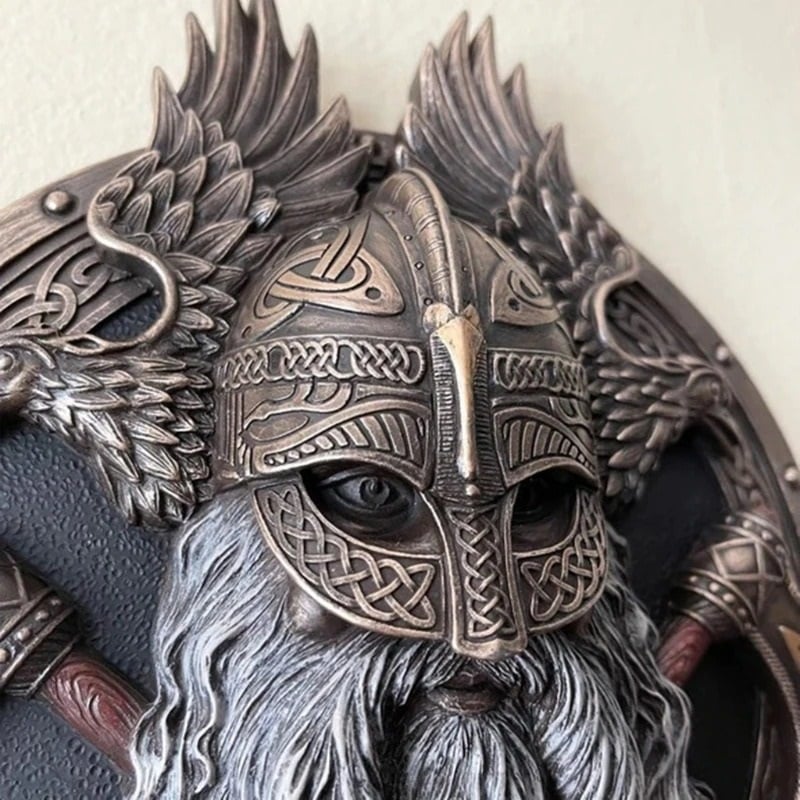 🪓Retro Viking Berserker Double Axe Wall Decorative Plaque Resin Ornaments Wall Decor Plaque