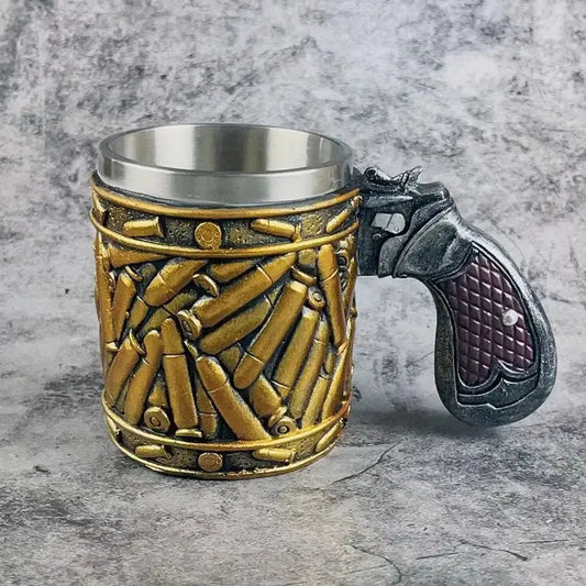 Stainless Steel Bullet Pattern Beer Mug