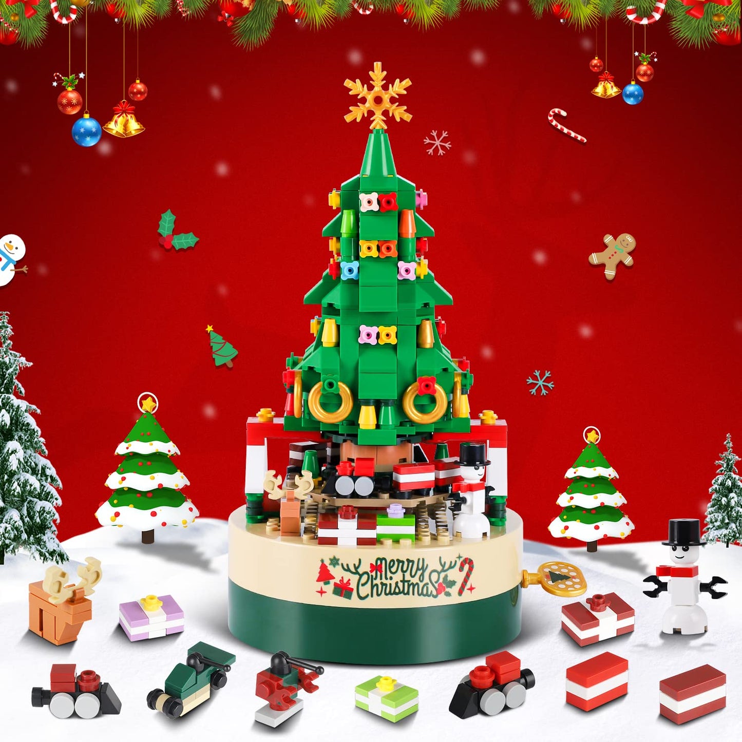 Christmas Tree Building Kits for Kids DIY Building Block Music Box