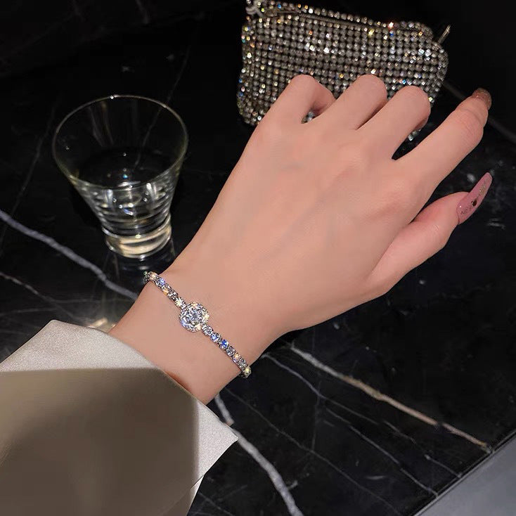 New ins light luxury full diamond silver bracelet