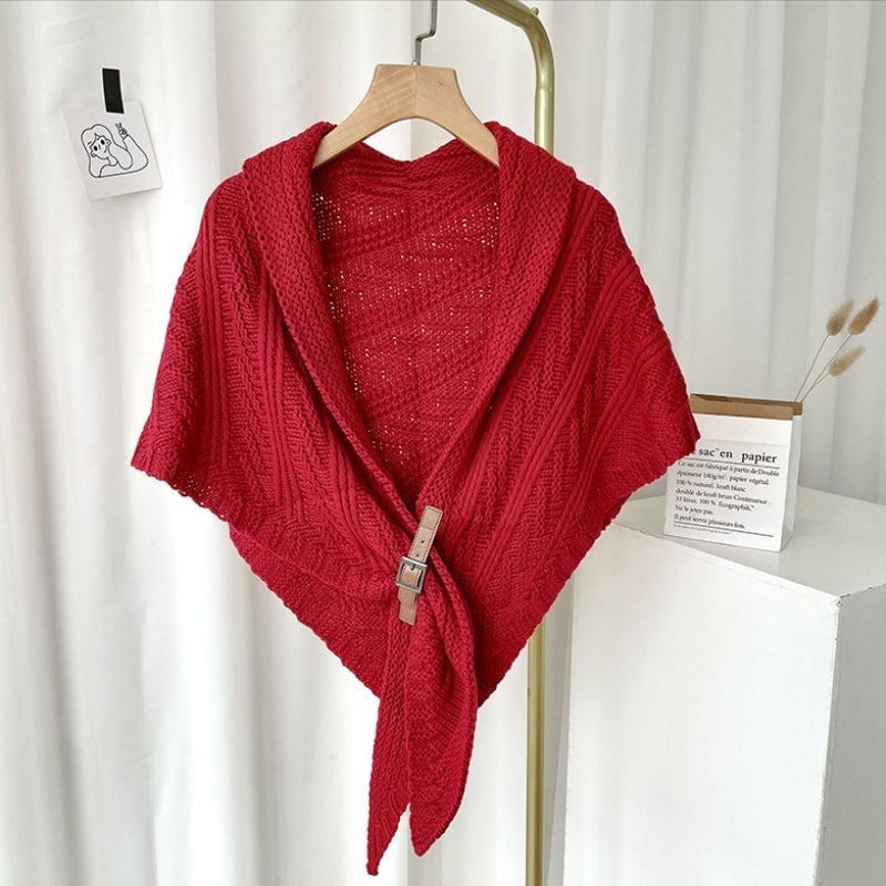 🔥Hot Sale 49% OFF-Knitted Triangle Shawl with Leather Buckle