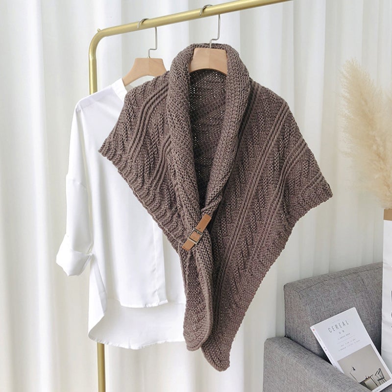 🔥Hot Sale 49% OFF-Knitted Triangle Shawl with Leather Buckle